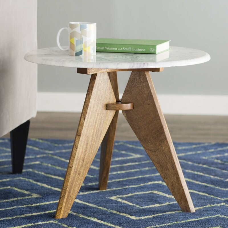 Koury Tall Marble and Wood End Table - Image 0