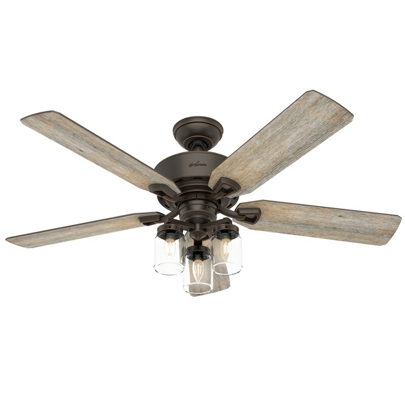 52" Devon Park 5 Blade Ceiling Fan with Remote, Light Kit Included - Image 0