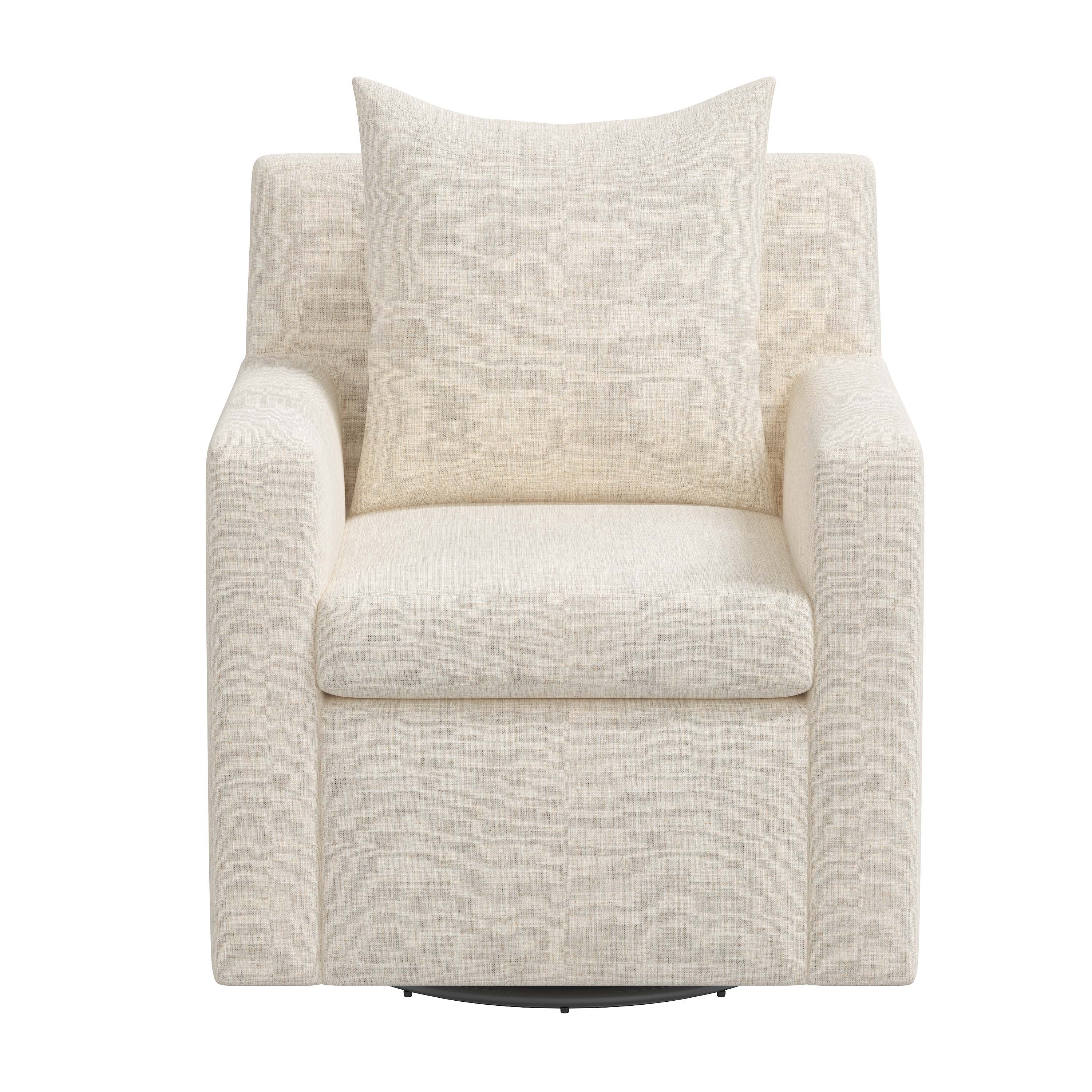 Elena Swivel Chair - Talc Linen - Image 1