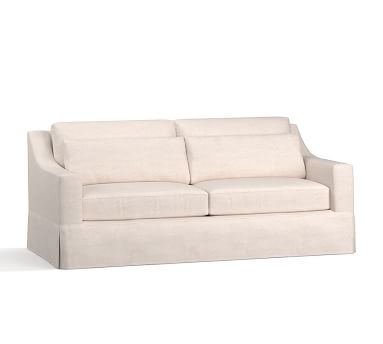 York Slope Arm Slipcovered Deep Seat Grand Sofa 95", Down Blend Wrapped Cushions, Performance Everydaylinen(TM) by Crypton(R) Home Ivory - Image 1