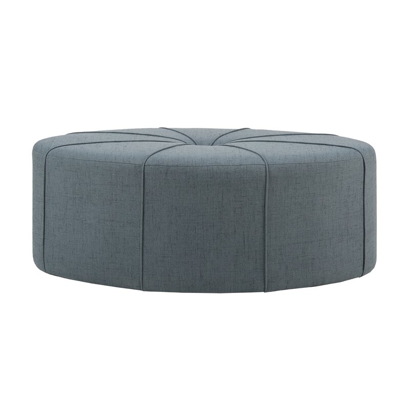 Telly Oval Tufted Cocktail Ottoman, Blue - Image 1