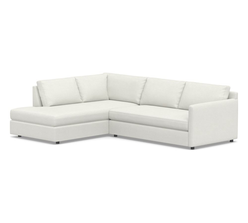 Pacifica Square Arm Upholstered Right Sofa Return Bumper Sectional, Polyester Wrapped Cushions, Basketweave Slub Ivory - Image 0