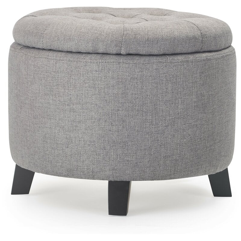 Lewallen 20'' Wide Tufted Round Ikat Storage Ottoman with Storage - Image 0