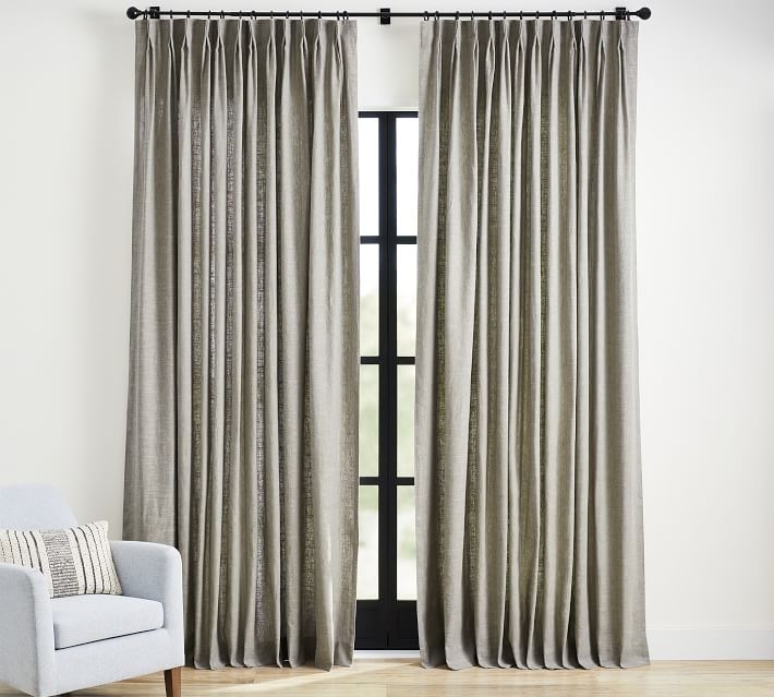 Emery Linen Pinch Pleat Curtain, 50 x 108", Flagstone - Image 0