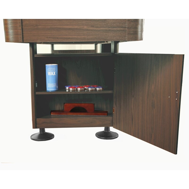 Challenger 12 ft. Shuffleboard Table w Walnut Finish, Hardwood Playfield, Storage Cabinets - Image 2