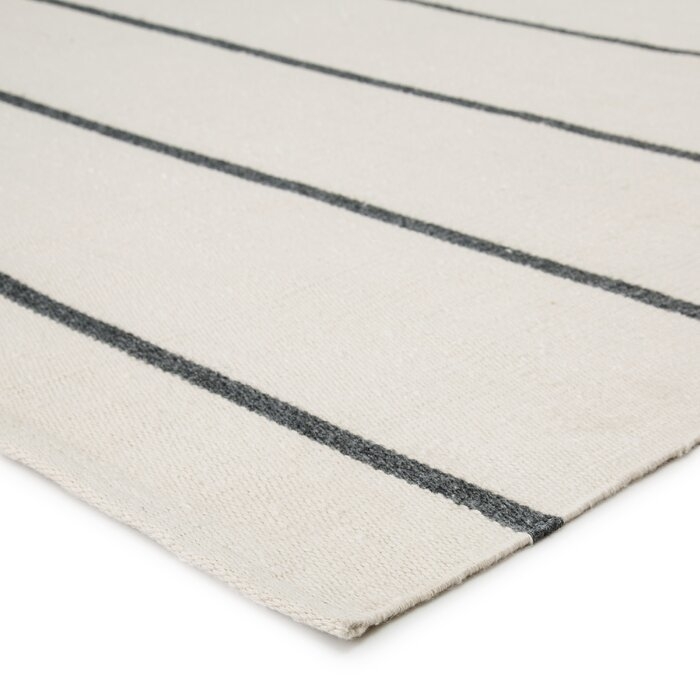 Hadden Striped Handmade Flatweave Ivory/Dark Gray Indoor / Outdoor Area Rug - Image 1