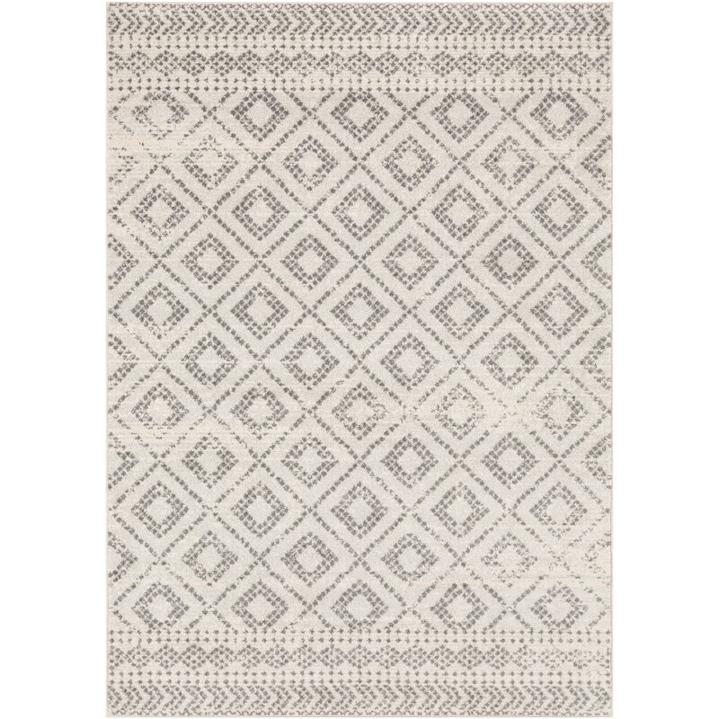 Woodrum Distressed Global-Inspired Light Gray/White Area Rug - Image 0