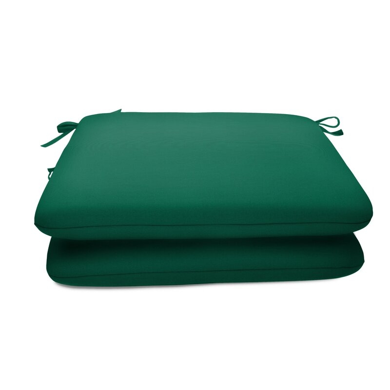 Outdoor Sunbrella Seat Cushion (Set of 2), Canvas Forest Green, 2" H x 18" W x 18" D - Image 0