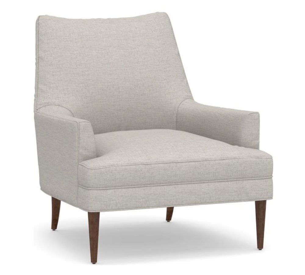 Reyes Upholstered Armchair, Polyester Wrapped Cushions, Heathered Twill Stone - Image 0
