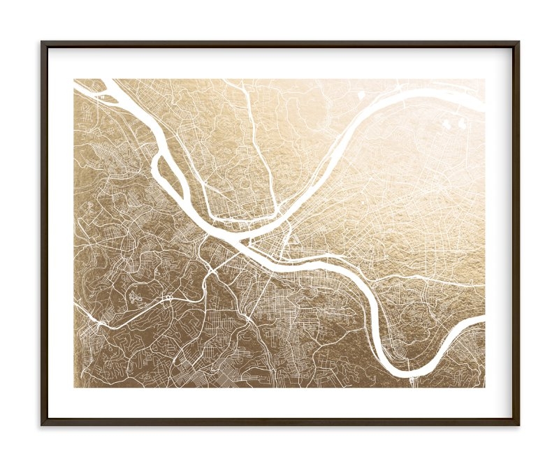 Pittsburgh Map; foil art prints - Image 0