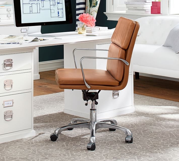 Nash Leather Swivel Desk Chair, Caramel - Image 4