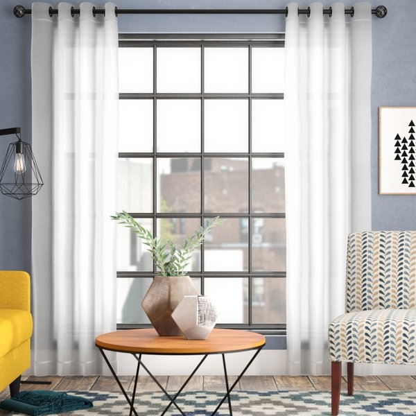 Mcinnis Sheer Solid Grommet Curtain Panel - 108" - White - Image 0