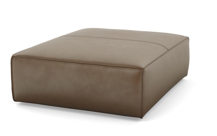 Crawford Leather Ottoman with Pecan - Image 1