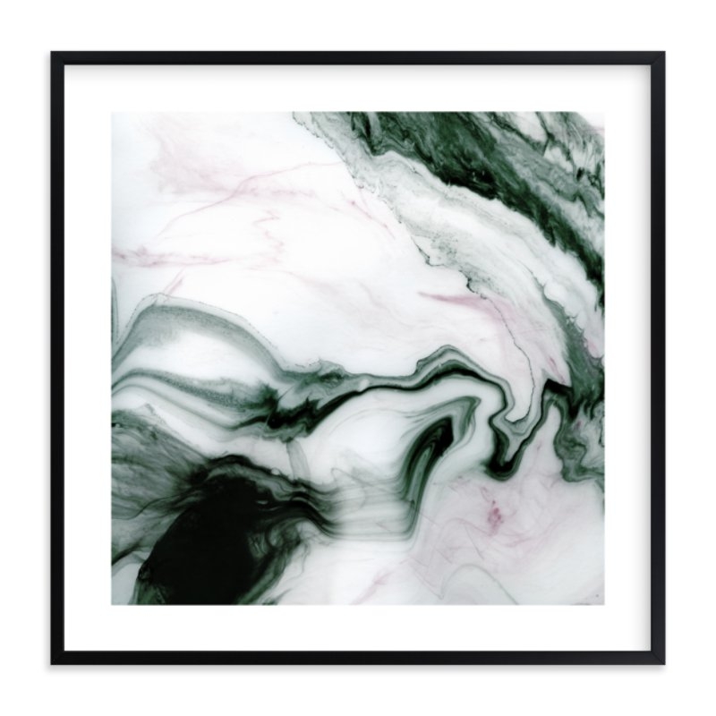 Ethereal Marble - 30 x 30" - Forest - rich black wood frame - Image 0