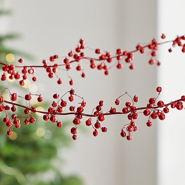 Red Jingle Bells Christmas Garland 6' - Image 0