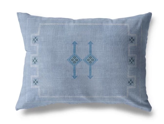 Lorene Indoor/Outdoor Lumbar Pillow Blue 12" x 16" - Image 0