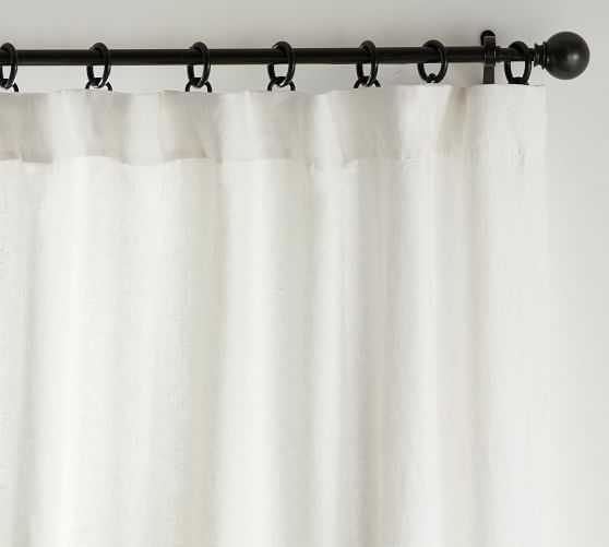 Belgian Flax Linen Curtain, Classic Ivory 50 x 96", - Image 0