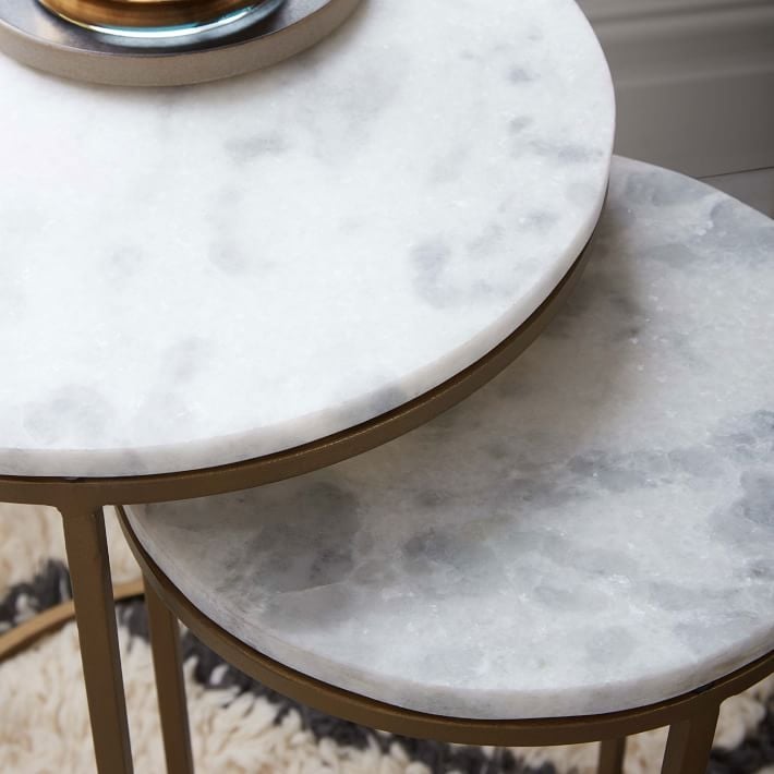 Marble Round Nesting Side Table, Set Of 2 - Image 5