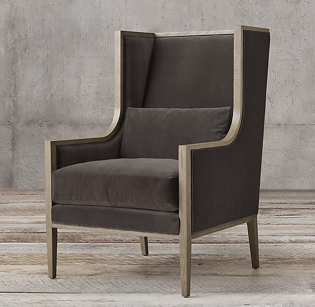 French Contemporary Slope Wingback Chair - Image 0