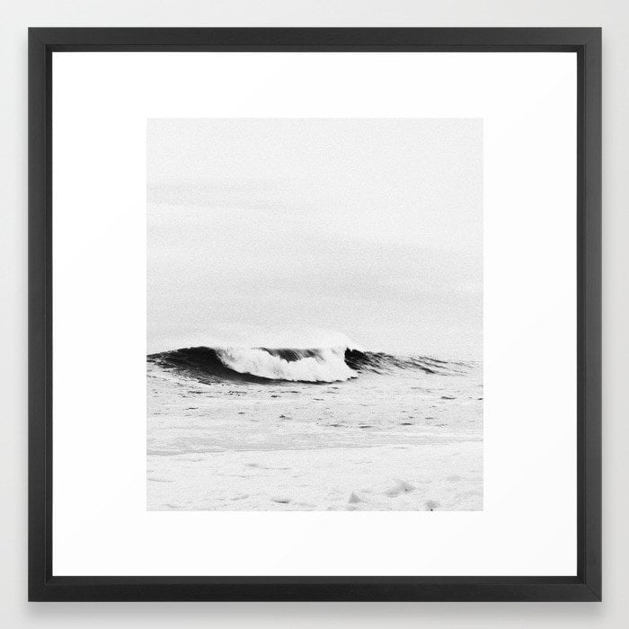 Minimalist Black and White Ocean Wave Photograph Framed Art Print 20" x 20" Vector Black - Image 0