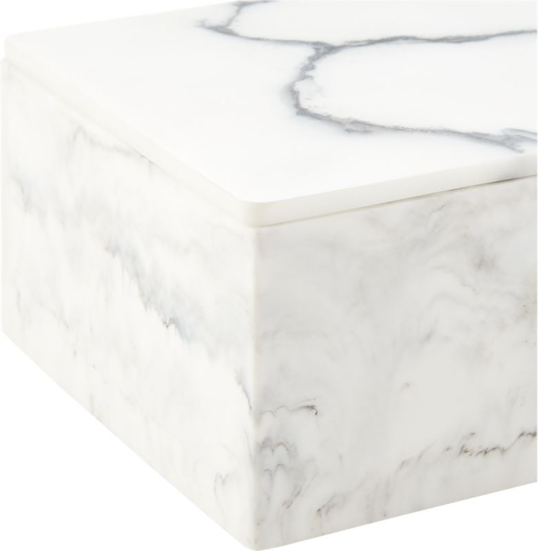 Vaughan Marbleized Ivory Resin Box Large - Image 3