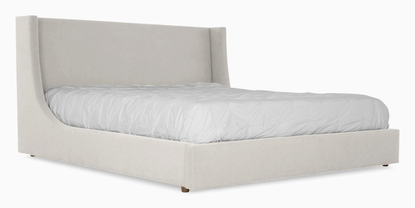 White Baxter Mid Century Modern Bed - Tussah Snow - Eastern King - Image 0