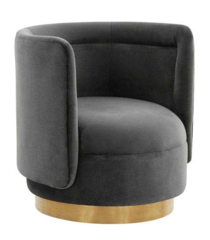 Remy Dark Grey Velvet Swivel Chair - Image 0