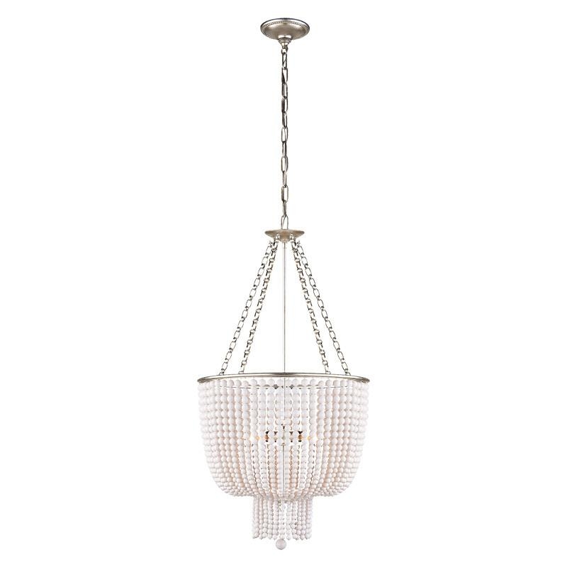 JACQUELINE SMALL CHANDELIER WITH WHITE ACRYLIC SHADE - BURNISHED SILVER LEAF - Image 0
