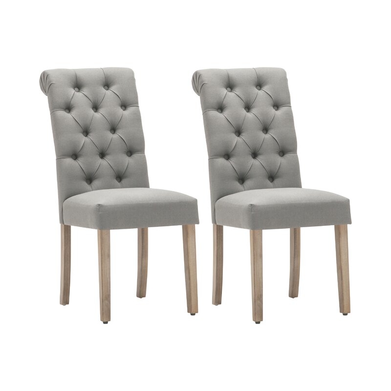 Bushy Roll Top, Set of 2, Upholstered Side Chair - Image 0