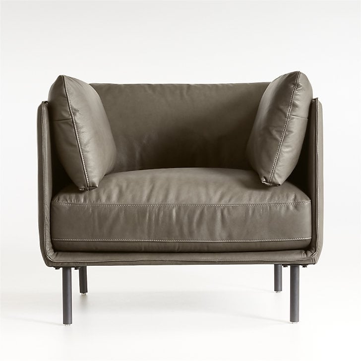 Wells Leather Chair-Benoit, Stone - Image 0