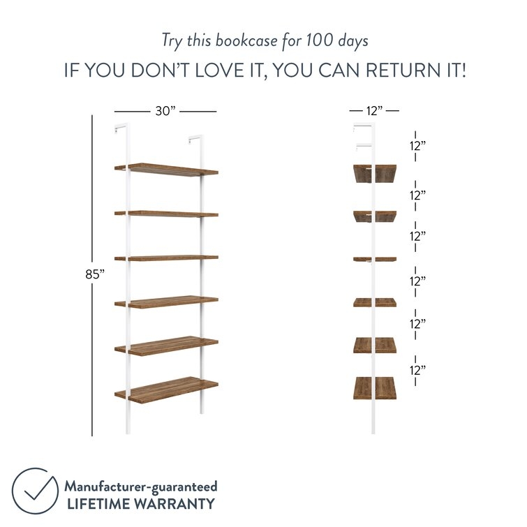 Kanissa 85'' H x 30'' W Steel Ladder Bookcase - Image 4