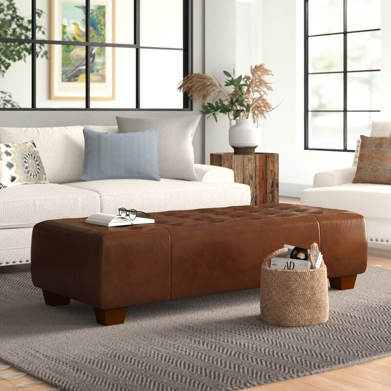 Gendron Leather Tufted Cocktail Ottoman - Image 0