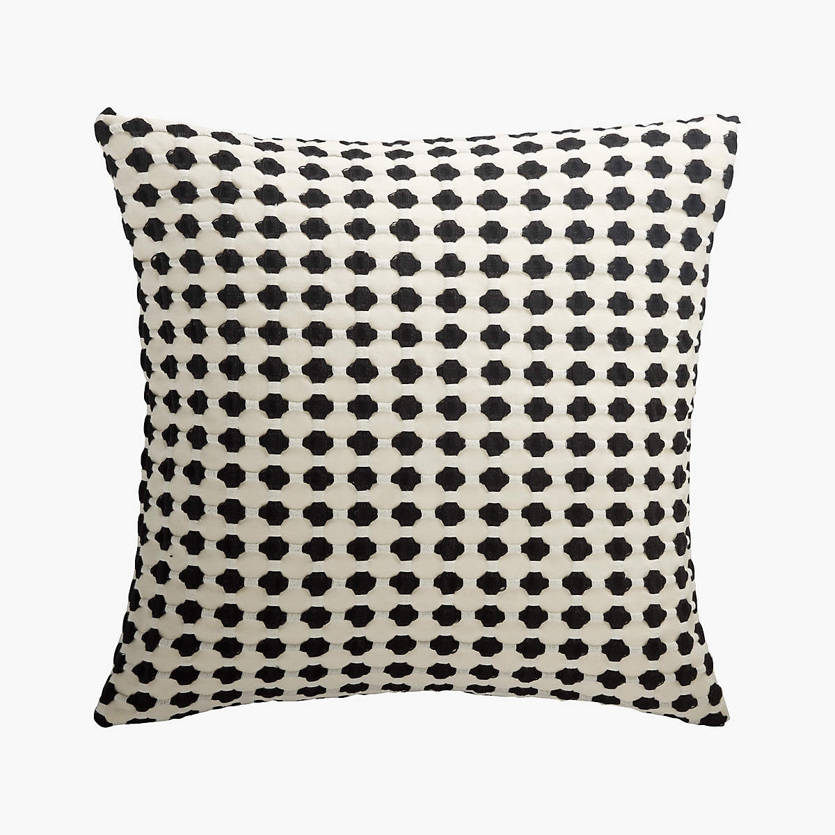 Estela Organic Cotton Black and White Throw Pillow with Feather-Down Insert 20" - Image 0