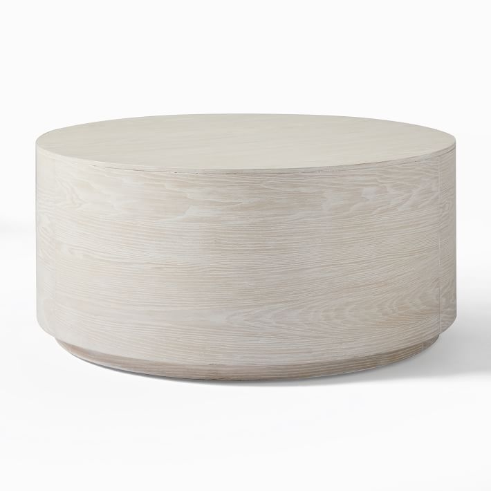 Volume Round Drum Coffee Table - winter  wood - Image 0
