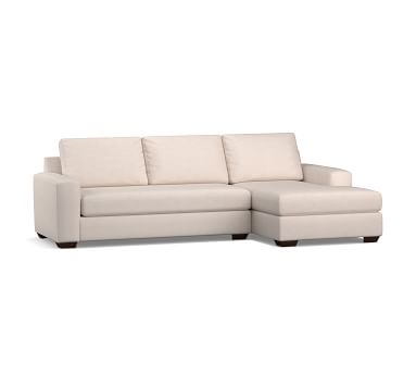 Big Sur Square Arm Upholstered Left Arm Sofa with Chaise Sectional and Bench Cushion, Down Blend Wrapped Cushions, Performance Heathered Tweed Pebble - Image 5