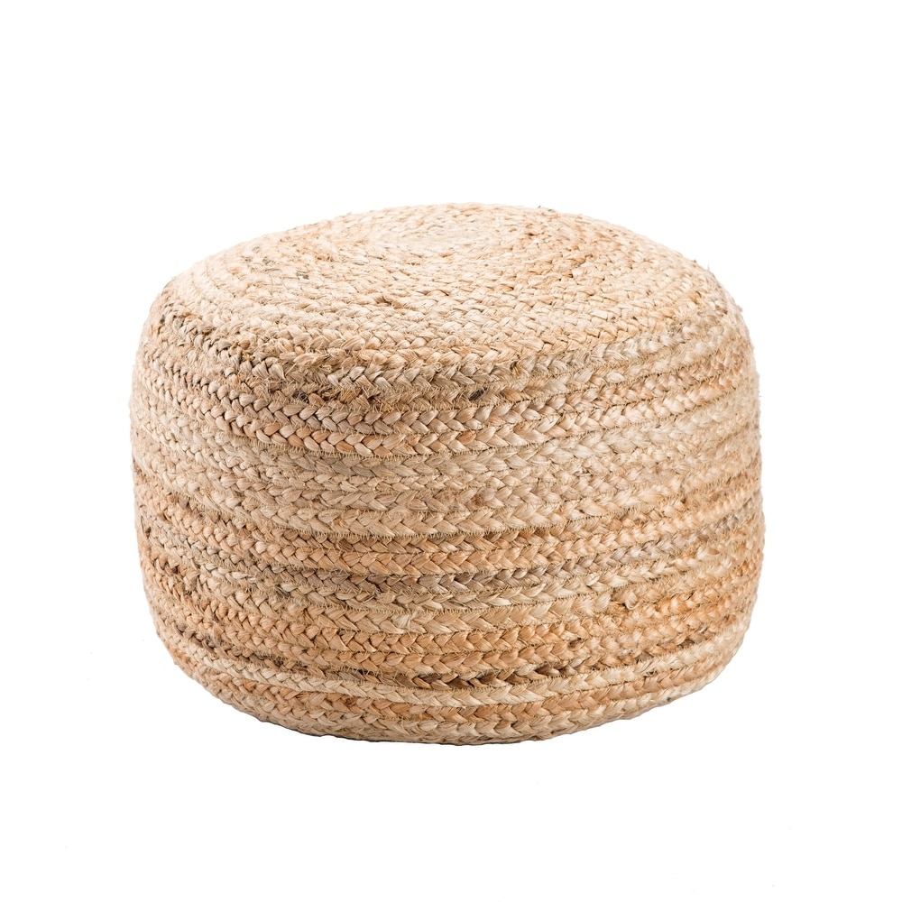 The Curated Nomad Camarillo Modern Tan Cylindrical Shape Jute Pouf - Image 0