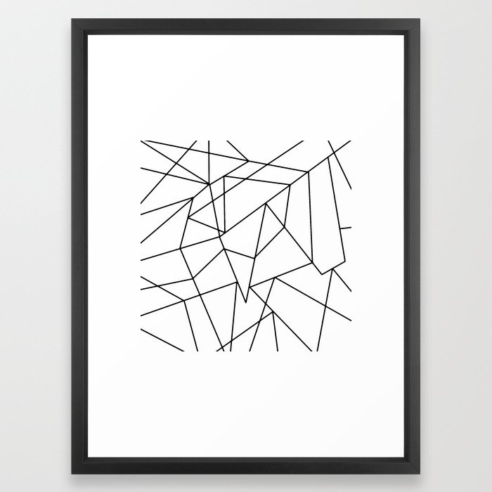 Simple Modern Black and White Geometric Pattern Framed Art Print - 20" x 26" - Image 0