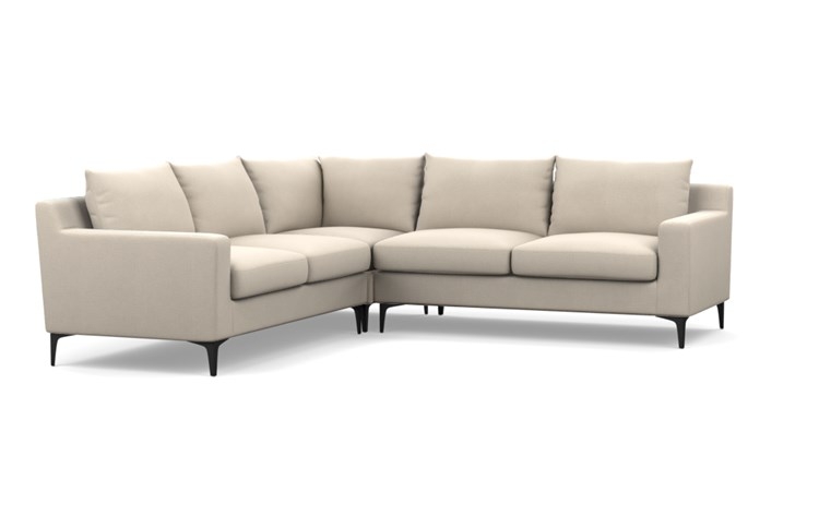 Sloan Corner Sectional Sofa - Natural- Heavy Cloth - Matte Black Sloan L Leg - 105" - Image 0