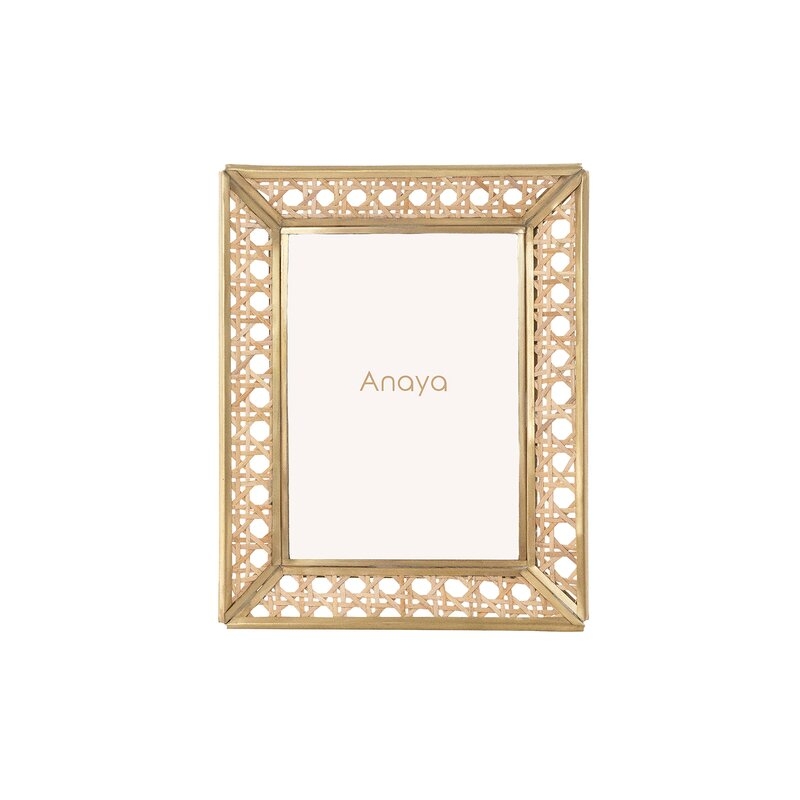Anaya Beveled Wicker Single Picture Frame in Beige - Image 0