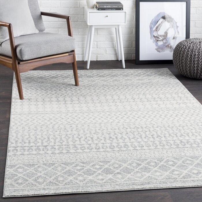 Kreutzer Distressed Global-Inspired CreamGray Area Rug, 5'3" x 7'6" - Image 2