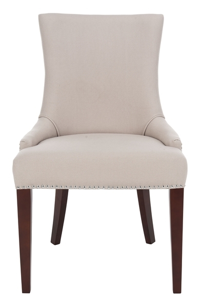 Becca 19''H Linen Dining Chair - Silver Nail Heads - Taupe/Cherry Mahogany - Arlo Home - Image 0
