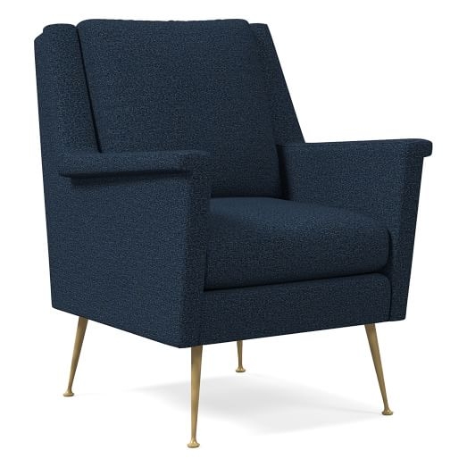 Carlo Mid-Century Chair, Poly, Chenille Tweed, Nightshade, Brass - Image 0
