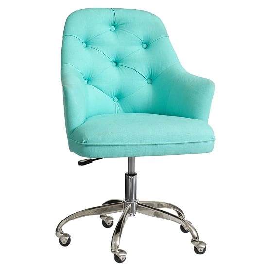 Tufted Desk Chair, Pool - Image 0
