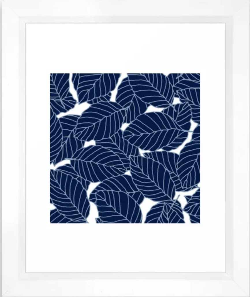 Sweet leafs: Navy Framed Art Print - Image 0