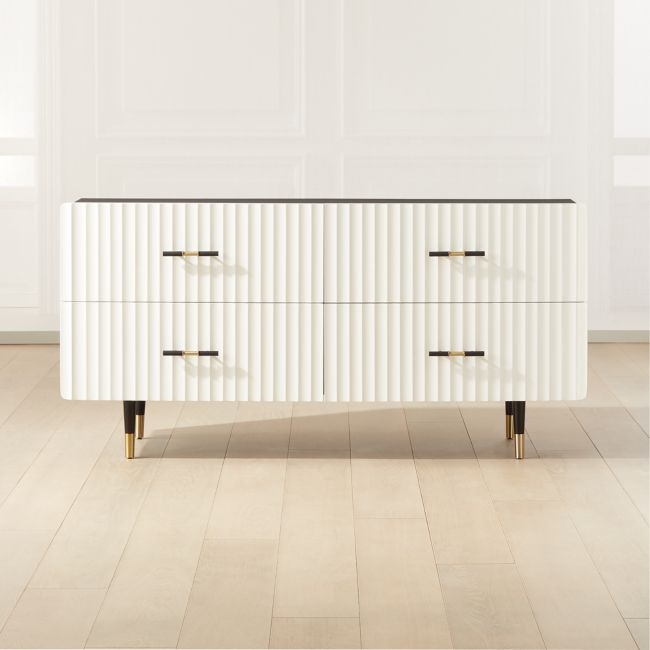 Crimped White Low Dresser - Image 0