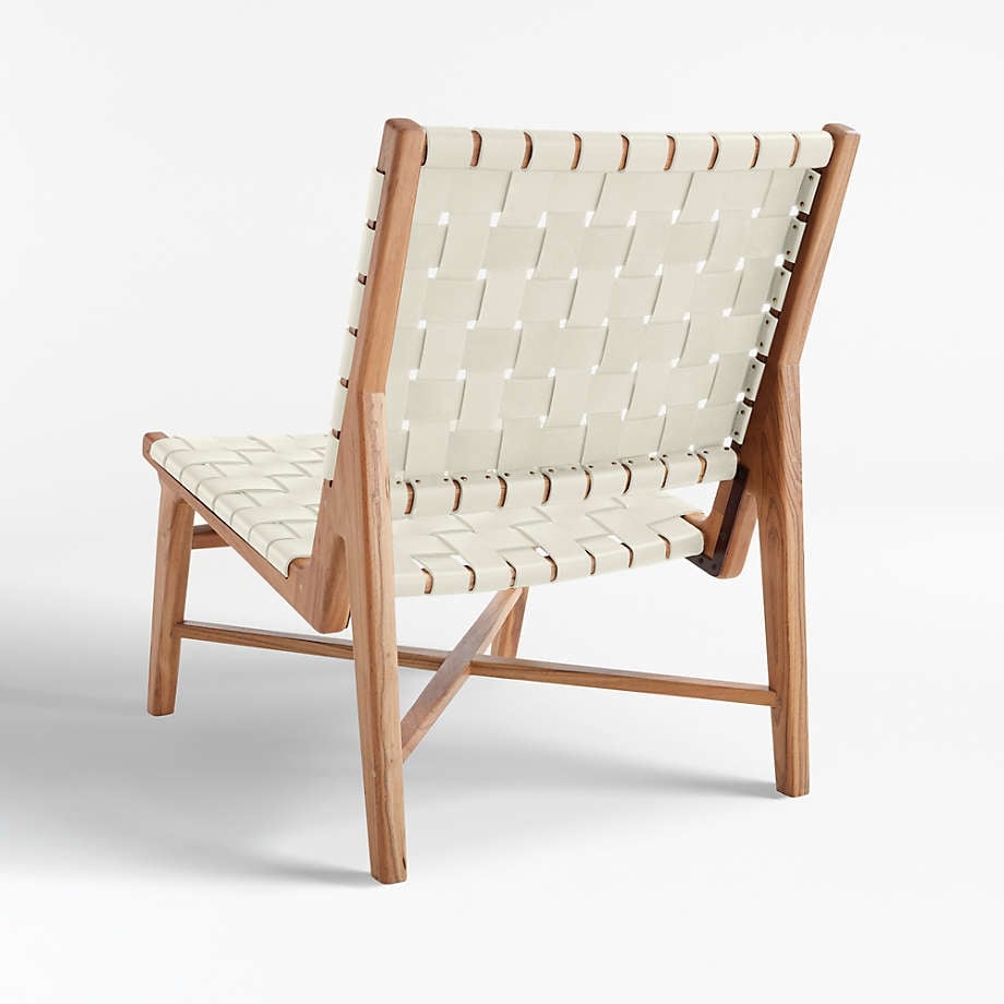 Taj White Woven Leather Strap Accent Chair - Image 3