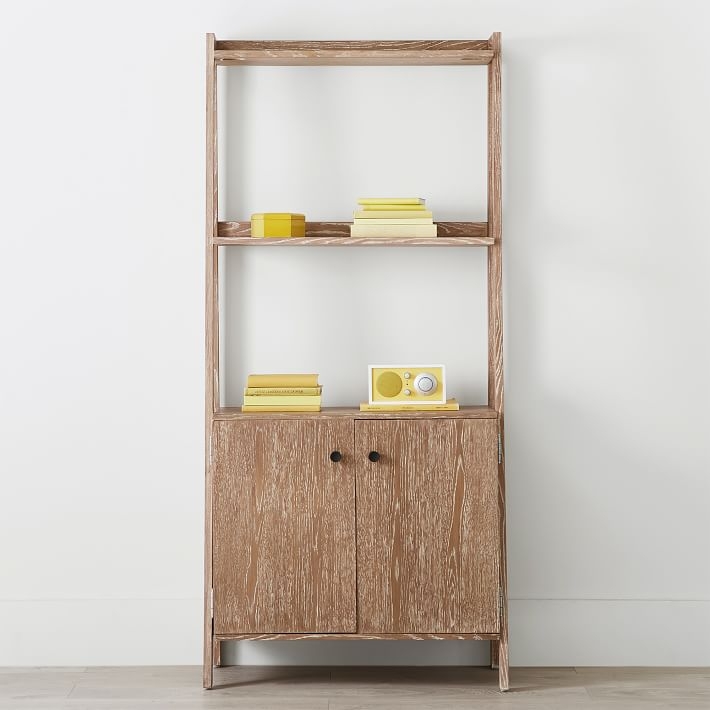 Highland Wide Bookcase with Cabinet, Water-Based Smoked Gray - Image 0