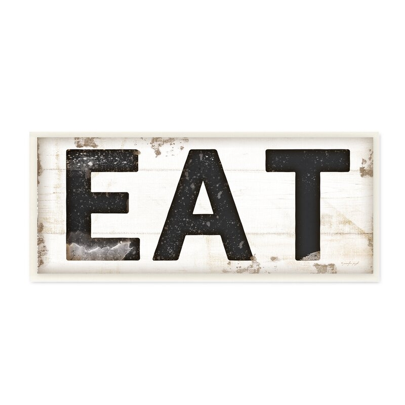 'Eat Typography Vintage Sign' Wrapped Canvas Textual Art on Canvas - Image 0