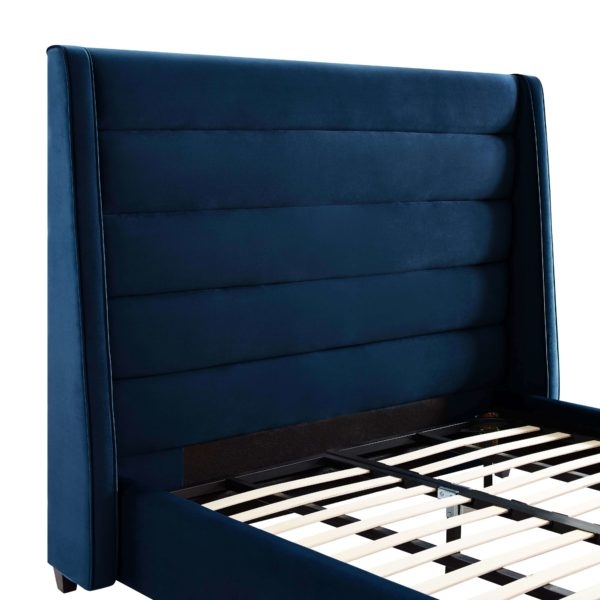 Alana NAVY VELVET BED IN KING - Image 4