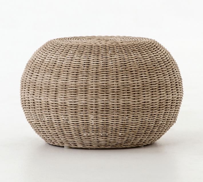 Annette Rattan Accent Stool, White - Image 0